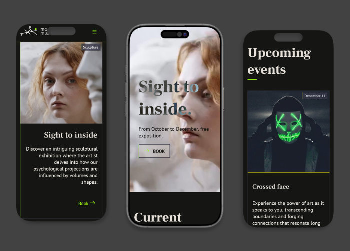 Mobile website mockups