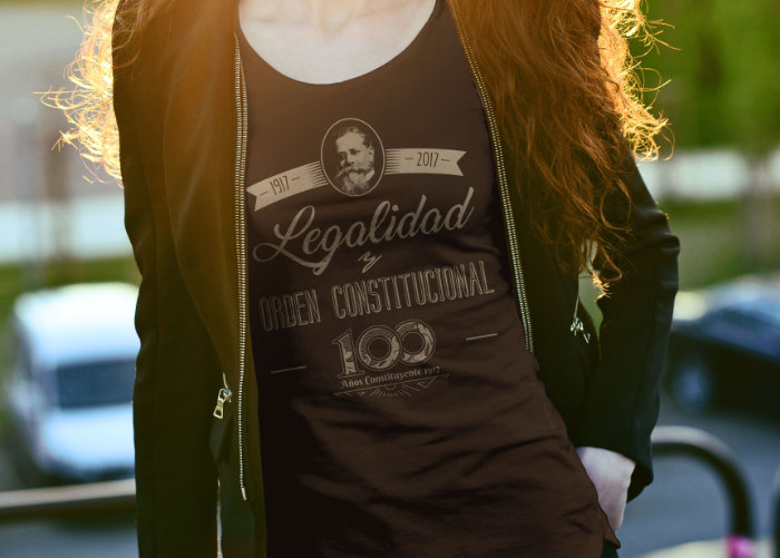 Brown t-shirt sith text and logo