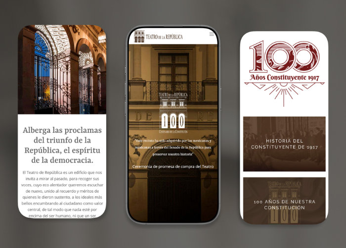 Website mockup on three mobile phones