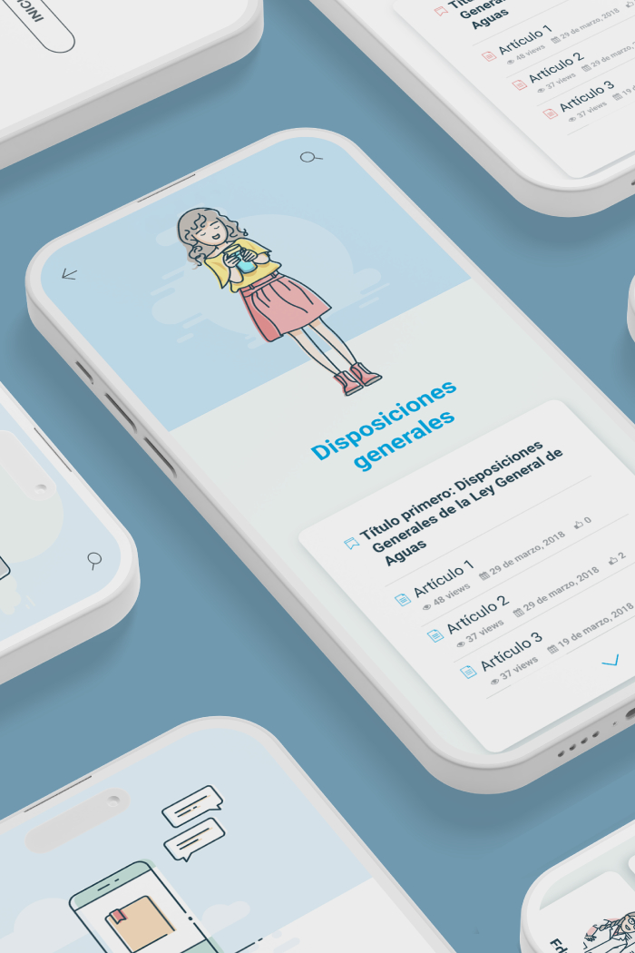 Mockup showing the interface of the mobile app